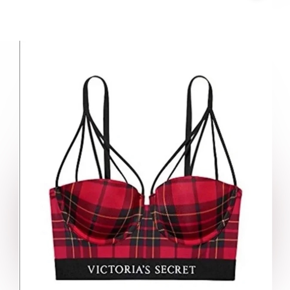 Victoria’s Secret X Balmain Red Plaid Tartan Bra 36 D